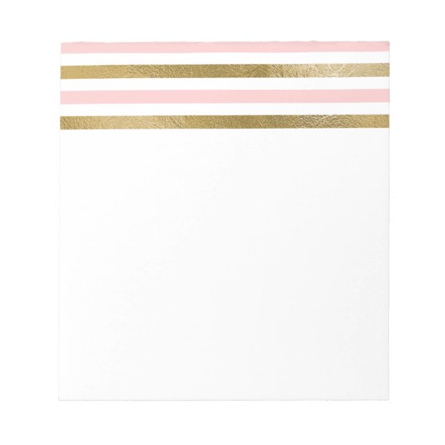 Girl Blush Pink, White and Gold Foil Muster Notizblock (Vorderseite)