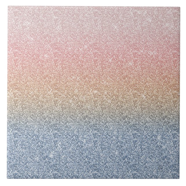 Girl Blush Rose Gold Blue Ombre Glitzer Glitzern Fliese (Vorderseite)