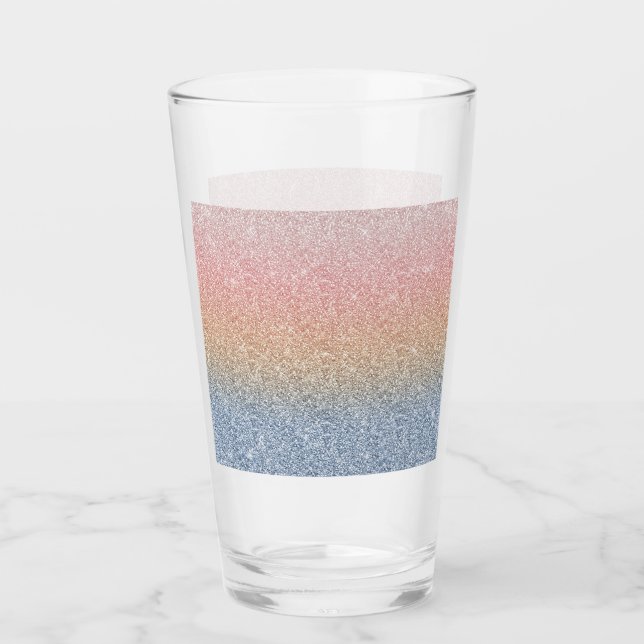 Girl Blush Rose Gold Blue Ombre Glitzer Glitzern Glas (Vorderseite)