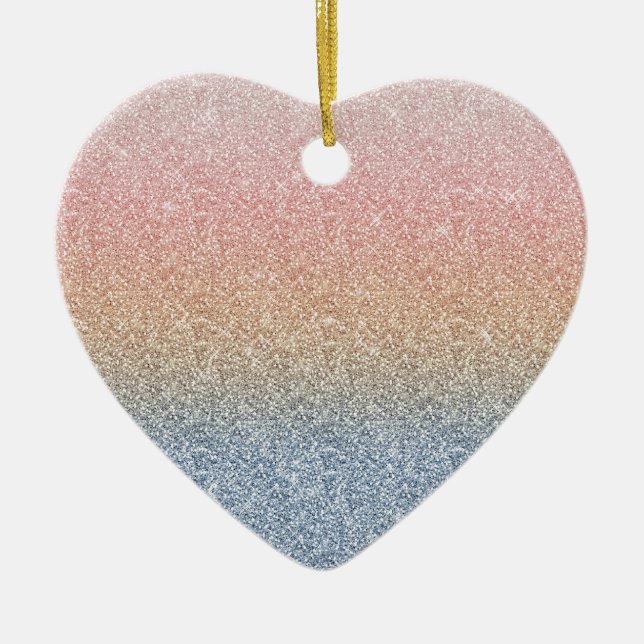 Girl Blush Rose Gold Blue Ombre Glitzer Glitzern Keramik Ornament (Vorne)