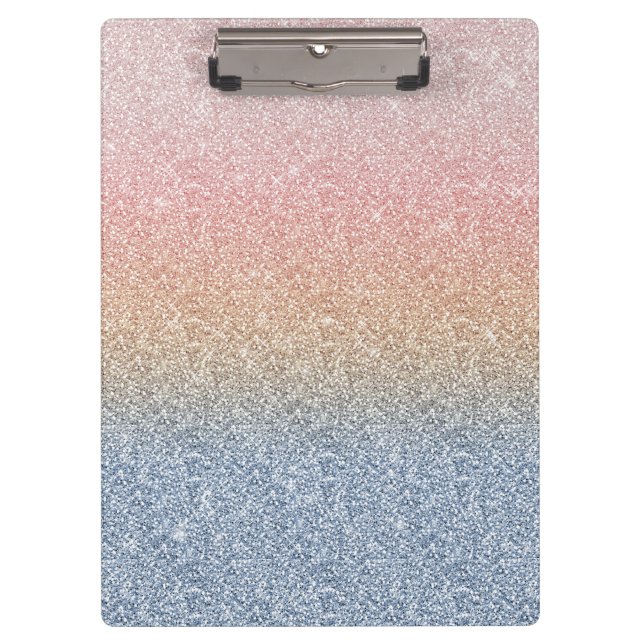 Girl Blush Rose Gold Blue Ombre Glitzer Glitzern Klemmbrett (Vorderseite)