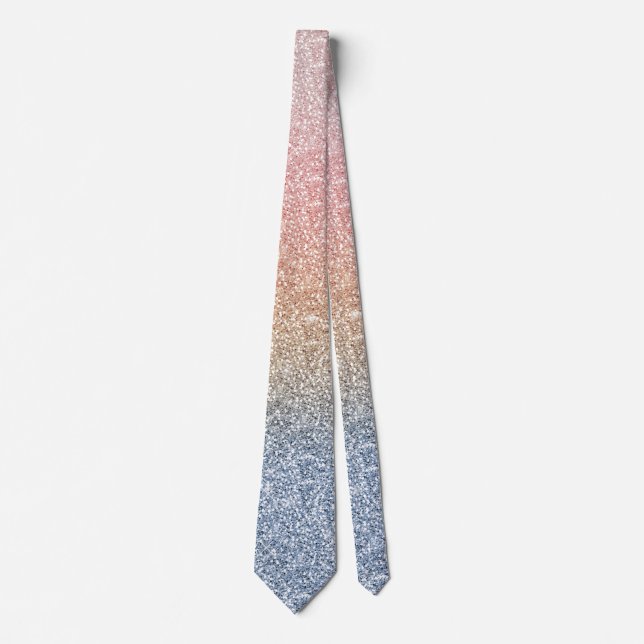 Girl Blush Rose Gold Blue Ombre Glitzer Glitzern Krawatte (Vorderseite)
