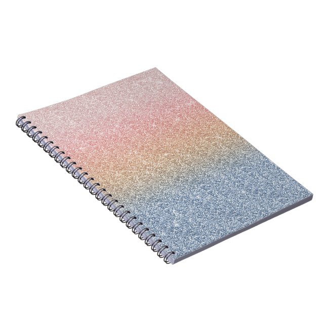 Girl Blush Rose Gold Blue Ombre Glitzer Glitzern Notizblock (Rechte Seite)