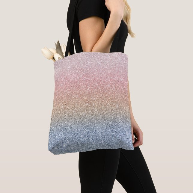 Girl Blush Rose Gold Blue Ombre Glitzer Glitzern Tasche (Von Nahem)