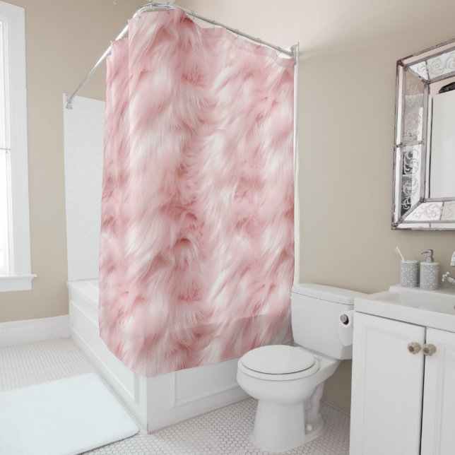 Girl Blush Soft Pink Imitate Fur Duschvorhang (Beispiel)