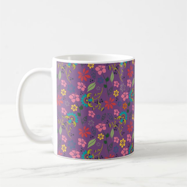 Girl Bohemische farbenfrohe Blume Kaffeetasse (Links)