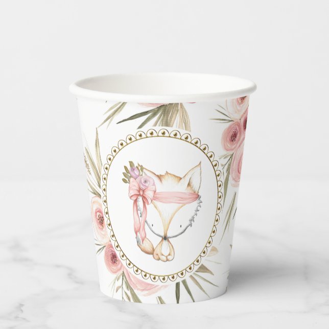 Girl Boho Fox Baby Shower Pappbecher (Vorderseite)