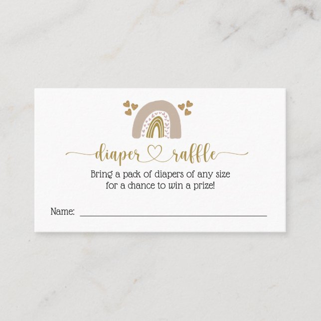 Girl Boho Rainbow Diaper Raffle Enclosure Card Visitenkarte (Vorderseite)