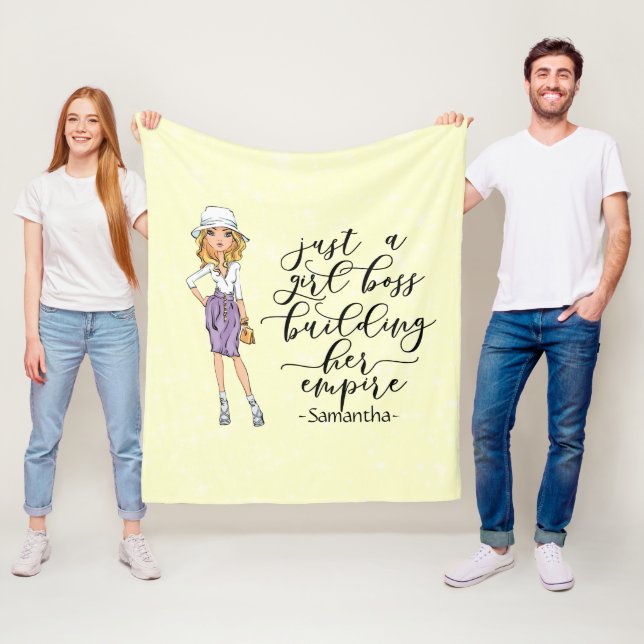 Girl Boss | Blonde Lady | Gelb Fleecedecke (Beispiel)