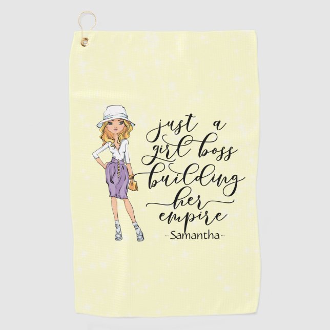 Girl Boss | Blonde Lady | Gelb Golfhandtuch (Vorderseite)