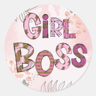 Girl Boss Bold Letters Runder Aufkleber