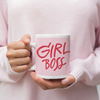 Girl Boss Bold Typography Red & Pink Feminine Kaffeetasse