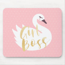 Girl Boss | Chic Girly White Swan & Polka Dot