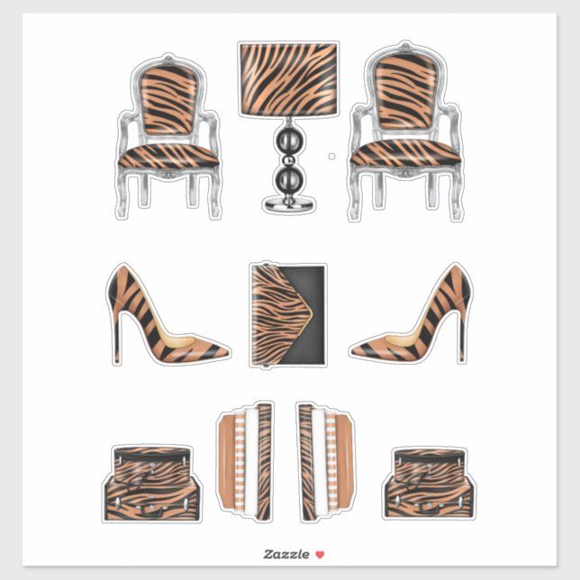 Girl Boss Decals High Fashion Tiger Druckaufkleber Aufkleber (Blatt)