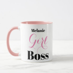 Girl Boss Elegantes Skript Rosa Schwarz Personalis Tasse