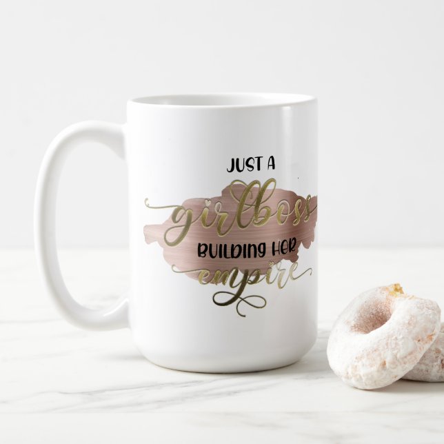 Girl Boss Gebäude Ihr Empire Rose Gold-Kaffee Kaffeetasse (Mit Donut)