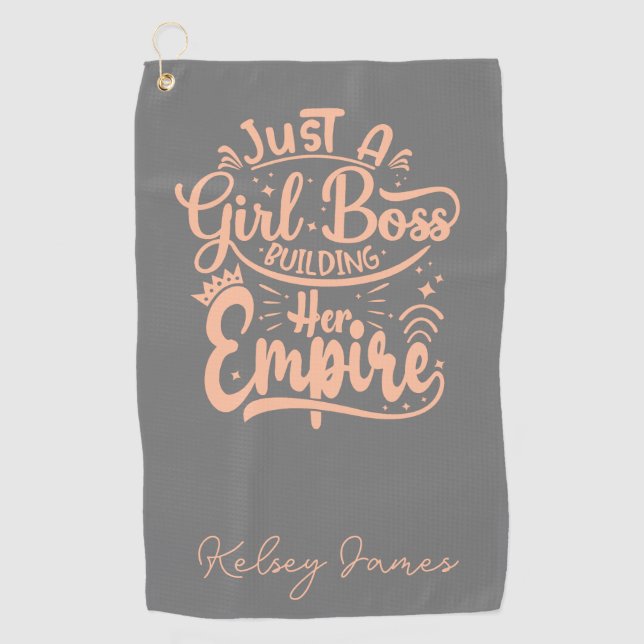 Girl Boss Gebäude Ihr Reich Personalisiert Golfhandtuch (Vorderseite)