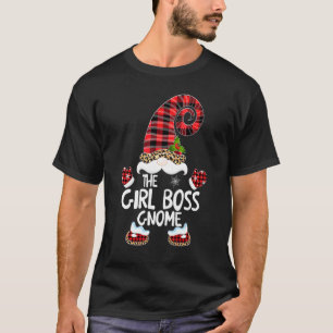 Girl Boss Gnom Buffalo Karo Gitter Passende Weihna T-Shirt