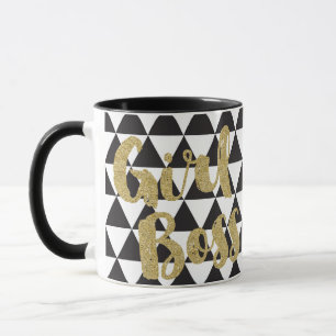 Girl Boss Gold Schwarz und Weiß Moderne Custom Tasse