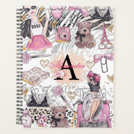 Girl Boss Luxury Black Pink Illustration Planer