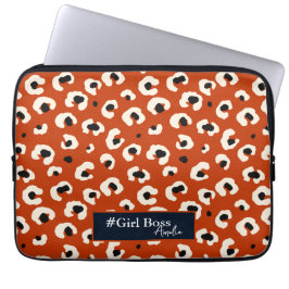 Girl Boss Personalisiert Bold Leopard Print Laptopschutzhülle