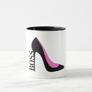 Girl Boss Pink Black Absatz Tasse