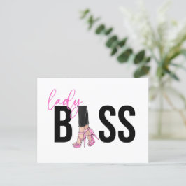Girl Boss Pink Black Heel Feiertagspostkarte