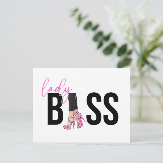 Girl Boss Pink Black Heel Feiertagspostkarte (Stehend Vorderseite)