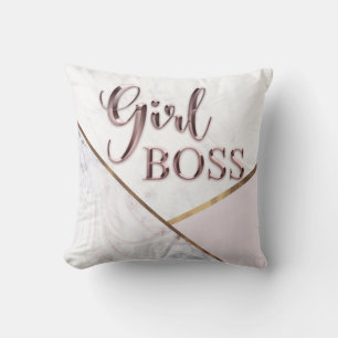 Girl Boss Pink Chrome Marble Trendy Modern Chic Kissen