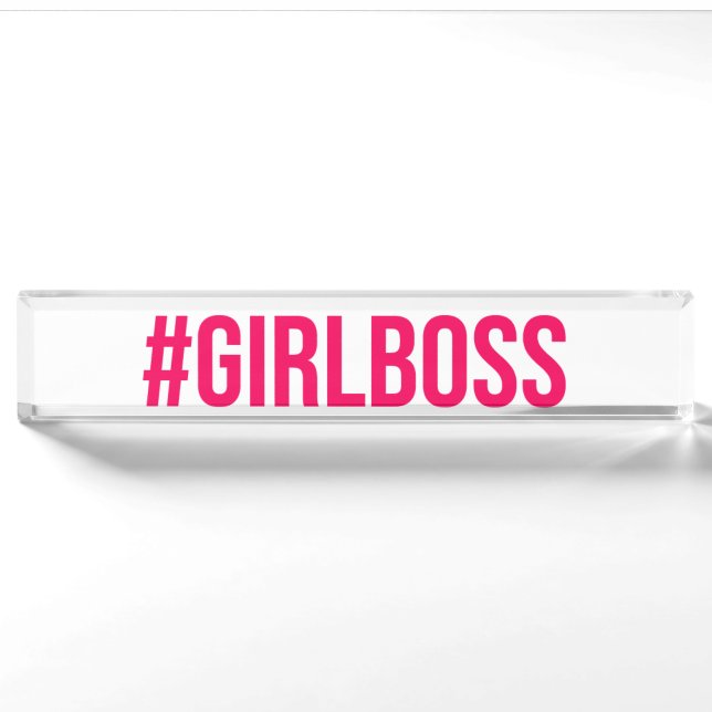 Girl Boss Pink Desk Name Plate Office Accessory Namensplakette (Vorderseite)