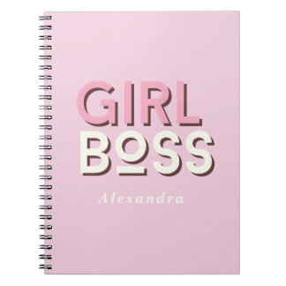 Girl Boss Retro Minimal Pink Notebook Notizblock