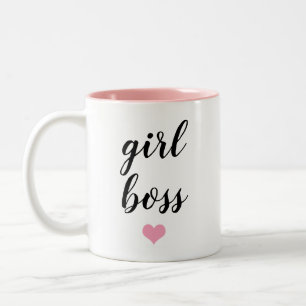 Girl Boss rosa elegante Typografie Zweifarbige Tasse