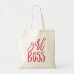 Girl Boss | Rosa Farbe Tragetasche<br><div class="desc">Chic,  moderne rosa Wasserfarben Mädchen Chef Tote Tasche.</div>
