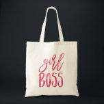 Girl Boss | Rosa Farbe Tragetasche<br><div class="desc">Chic,  moderne rosa Wasserfarben Mädchen Chef Tote Tasche.</div>