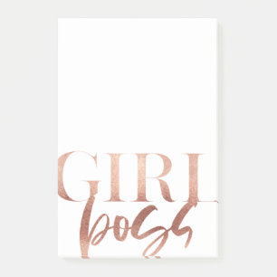Girl Boss Rose Schwarzer Text Post-it Klebezettel