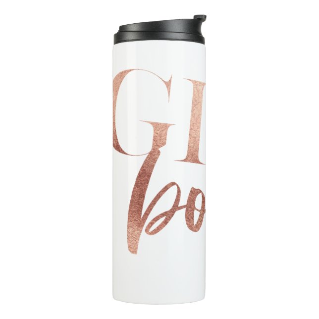 Girl Boss | Rose Schwarzer Text | Thermosbecher (Nach links gedreht)