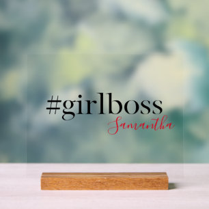 "Girl Boss"-Schreibtisch mit Name Acrylschild