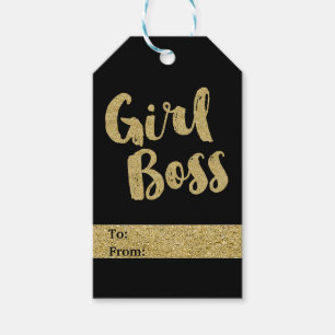 Girl Boss Schwarz & Gold Moderne Glamour-Chic Geschenkanhänger