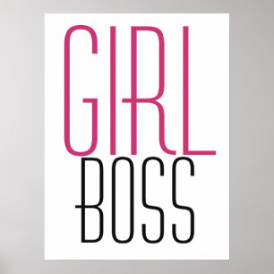 Girl Boss Typografie Pink Schwarz  Poster