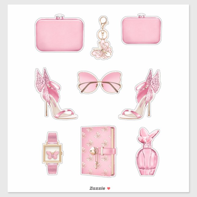Girl-Boss verliert hohe Mode, rosa Bling-Sticker Aufkleber (Blatt)