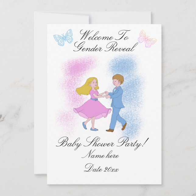 Girl Boy Baby Shower Einladung (Vorderseite)