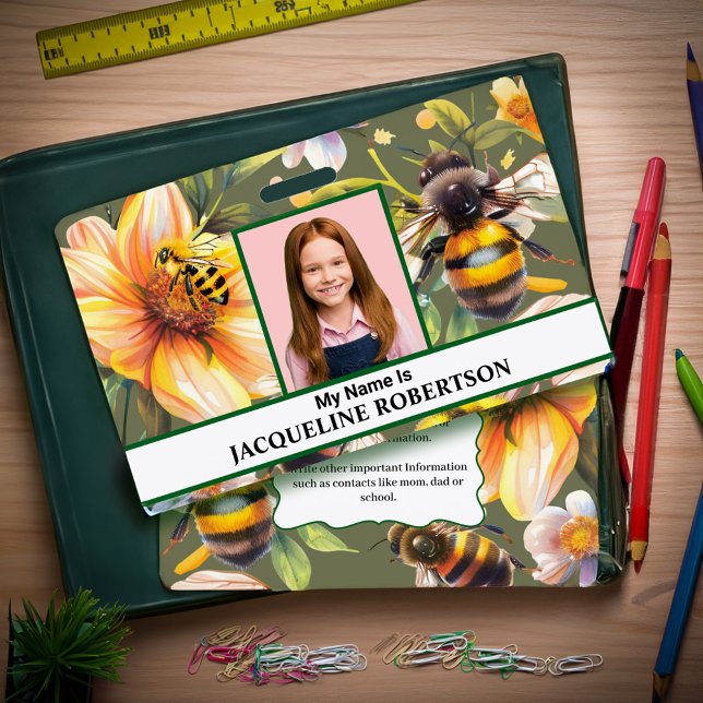 Girl Boy Child Photo Name School ID Card Custom    Ausweis (Girl Boy Child Photo Name School ID Card Custom Badge for your child to wear at school and events. )
