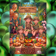 Girl Boy Fun Jungle Safari Birthday Party Monkeys
