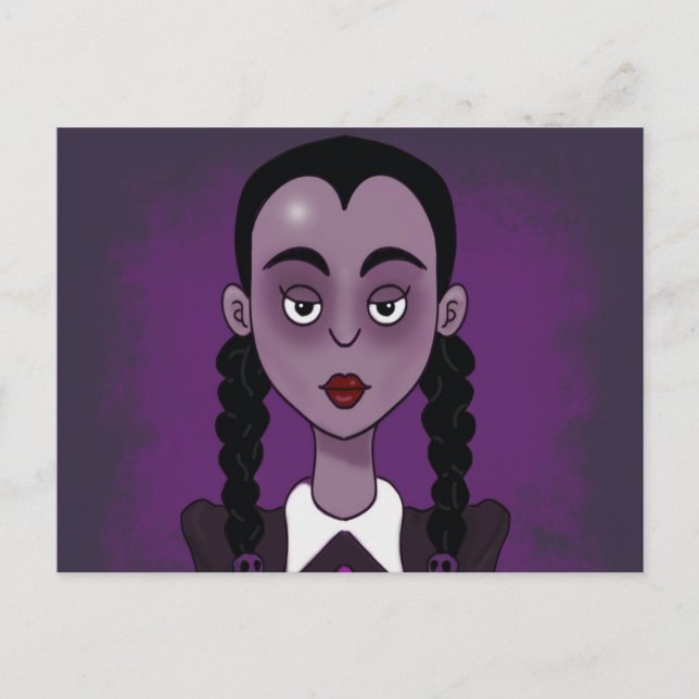 GIRL BRAIDS GOTHIC EMO ART Postkarten (Vorderseite)