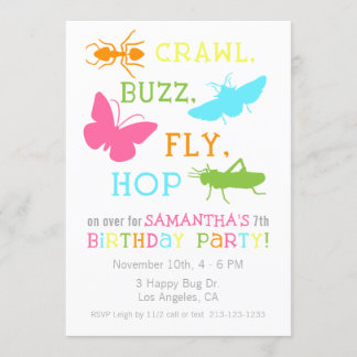 Girl Bug Insect Geburtstagsparty Einladung