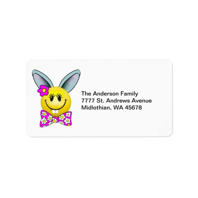Girl Bunny Return Labels Adressaufkleber (Vorne)