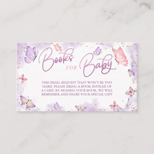 Girl Butterfly Babydusche Buchanfrage Platzkarte (Vorderseite)
