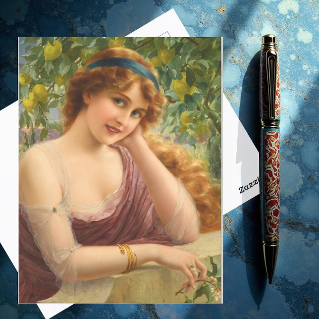 Girl by Lemon Tree by Emile Vernon Postkarte (Von Creator hochgeladen)