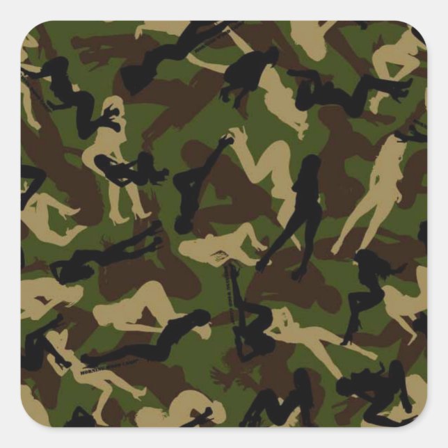 Girl-Camouflage-Stickers Quadratischer Aufkleber (Vorderseite)