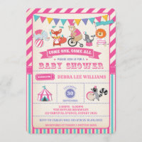 Girl Carnival Circus Animals Kinderdusche Einladun